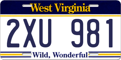 WV license plate 2XU981
