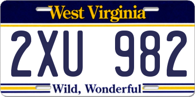 WV license plate 2XU982