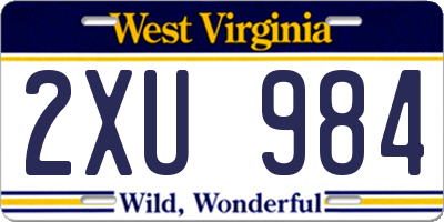 WV license plate 2XU984