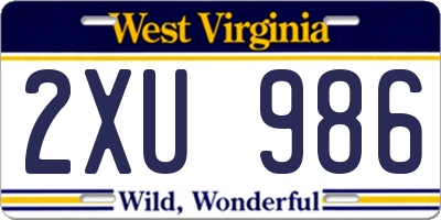 WV license plate 2XU986