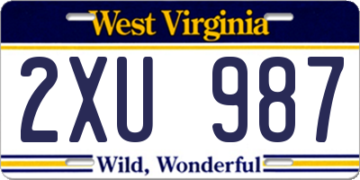 WV license plate 2XU987