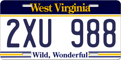 WV license plate 2XU988