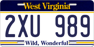 WV license plate 2XU989