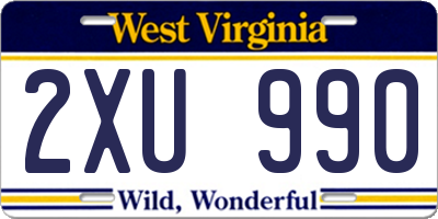 WV license plate 2XU990