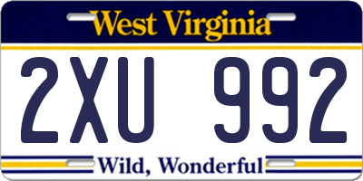 WV license plate 2XU992