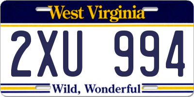 WV license plate 2XU994