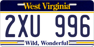 WV license plate 2XU996
