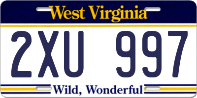 WV license plate 2XU997
