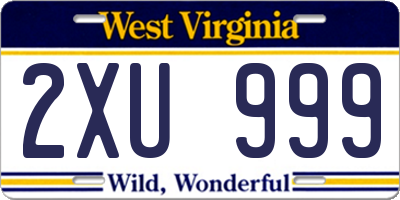 WV license plate 2XU999