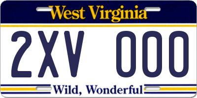 WV license plate 2XV000