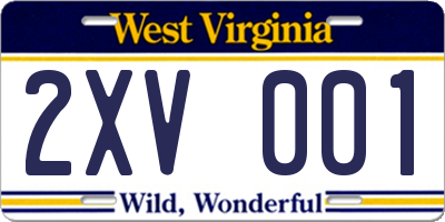 WV license plate 2XV001