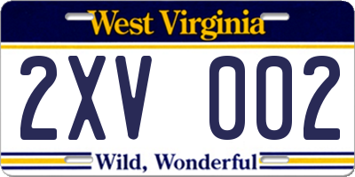 WV license plate 2XV002
