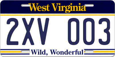 WV license plate 2XV003