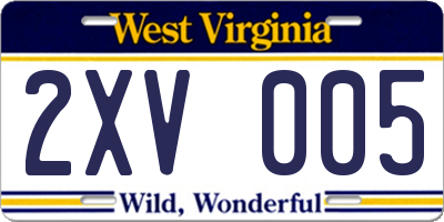 WV license plate 2XV005