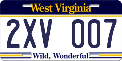 WV license plate 2XV007