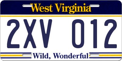 WV license plate 2XV012
