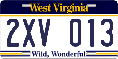 WV license plate 2XV013
