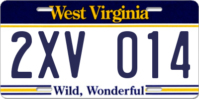 WV license plate 2XV014