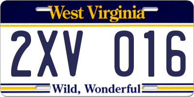 WV license plate 2XV016