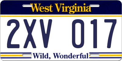 WV license plate 2XV017