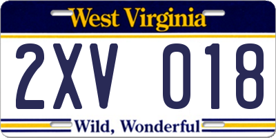 WV license plate 2XV018