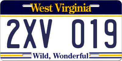 WV license plate 2XV019