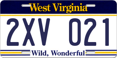 WV license plate 2XV021