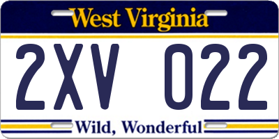 WV license plate 2XV022