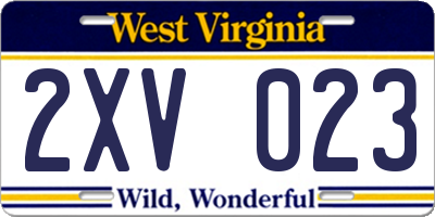 WV license plate 2XV023