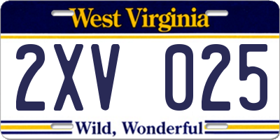 WV license plate 2XV025