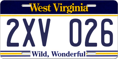 WV license plate 2XV026