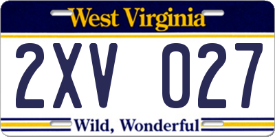 WV license plate 2XV027