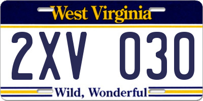 WV license plate 2XV030