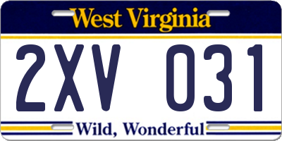 WV license plate 2XV031