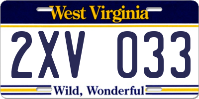 WV license plate 2XV033