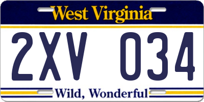 WV license plate 2XV034