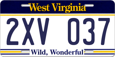 WV license plate 2XV037