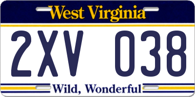 WV license plate 2XV038