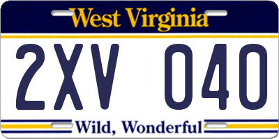 WV license plate 2XV040