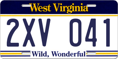 WV license plate 2XV041