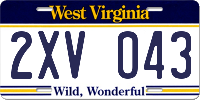 WV license plate 2XV043