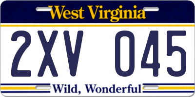WV license plate 2XV045