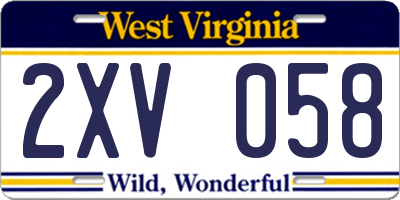 WV license plate 2XV058