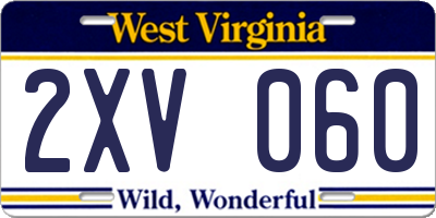 WV license plate 2XV060