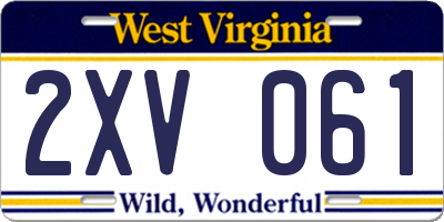 WV license plate 2XV061