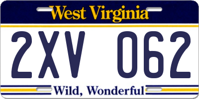 WV license plate 2XV062