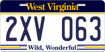 WV license plate 2XV063