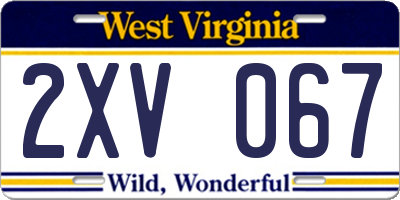 WV license plate 2XV067