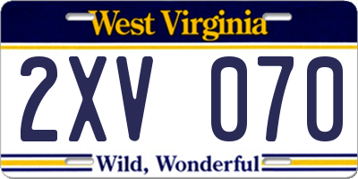 WV license plate 2XV070