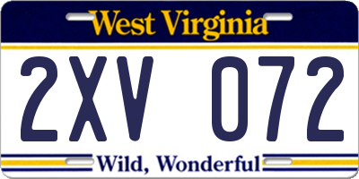 WV license plate 2XV072